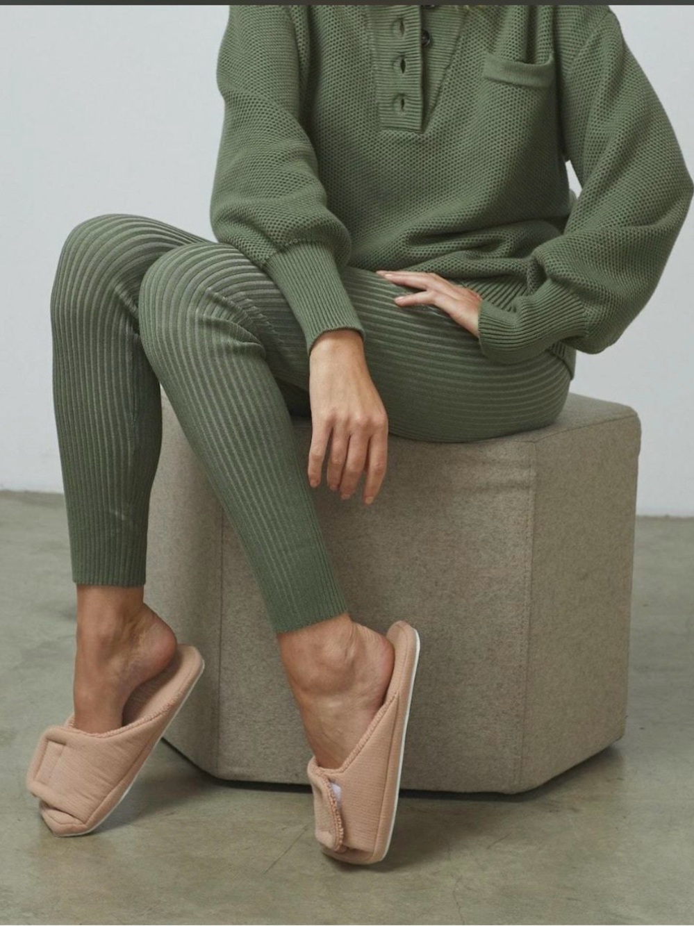 Lunya Cottonsilk Ribbed Legging Small Olive Green Organic Cotton Sustainable